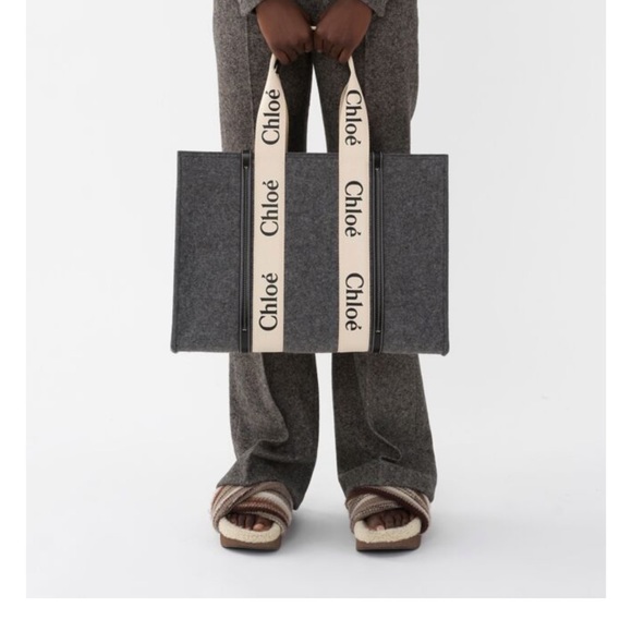 Chloe Large Woody Tote Bag, Grey - Picture 11 of 11